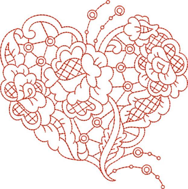 Picture of Valentine Hearts Cutwork Machine Embroidery Design