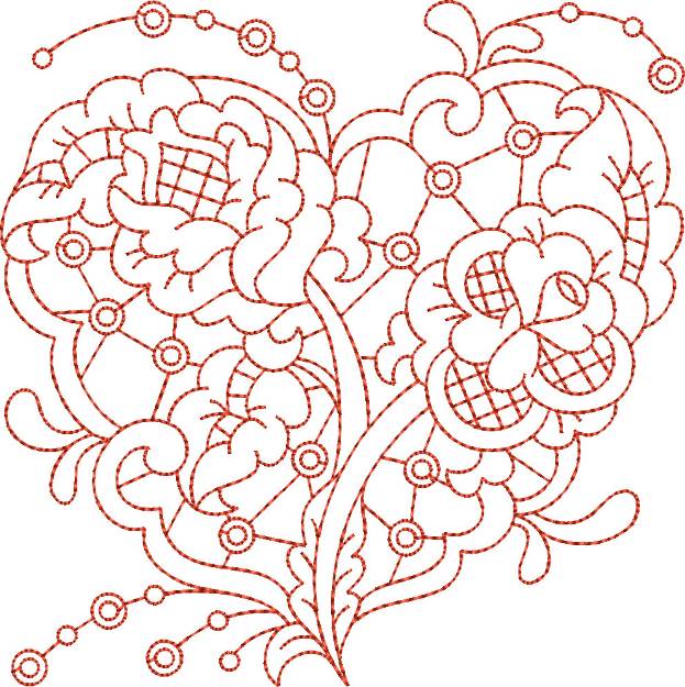 Picture of Valentine Hearts Cutwork Machine Embroidery Design