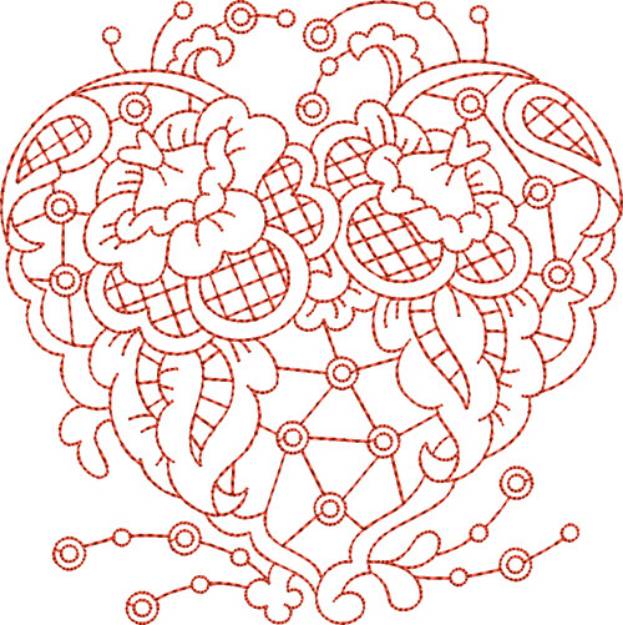 Picture of Valentine Hearts Cutwork Machine Embroidery Design