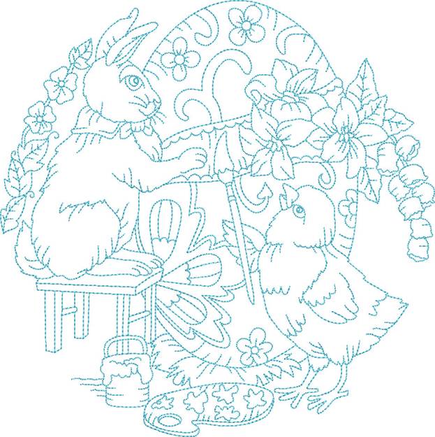 Picture of Vintage Easter Circles Machine Embroidery Design