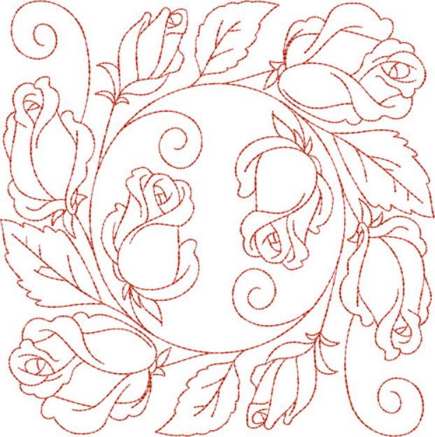 Picture of Circle of Life Roses Quilt Block Machine Embroidery Design