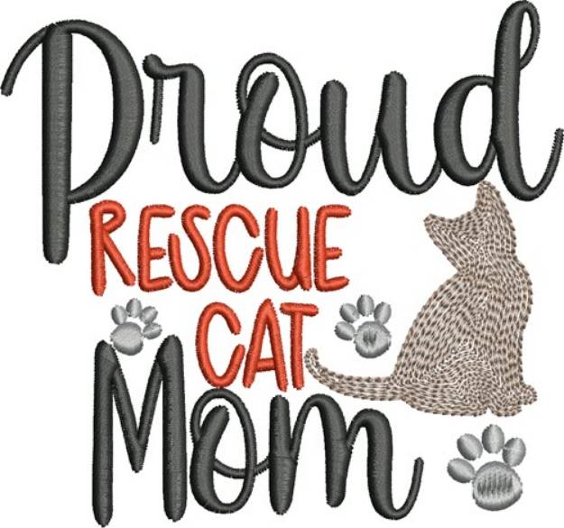 Picture of Proud Rescue Cat Mom Machine Embroidery Design