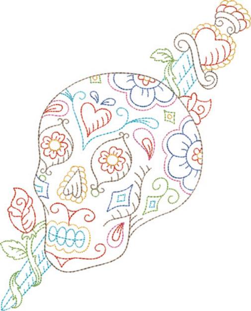 Picture of Floral Skull Head Machine Embroidery Design