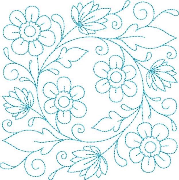 Picture of Circle of Life Spring Flowers Quilt Block Machine Embroidery Design