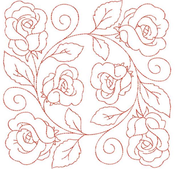 Picture of Circle of Life Roses Quilt Block Machine Embroidery Design