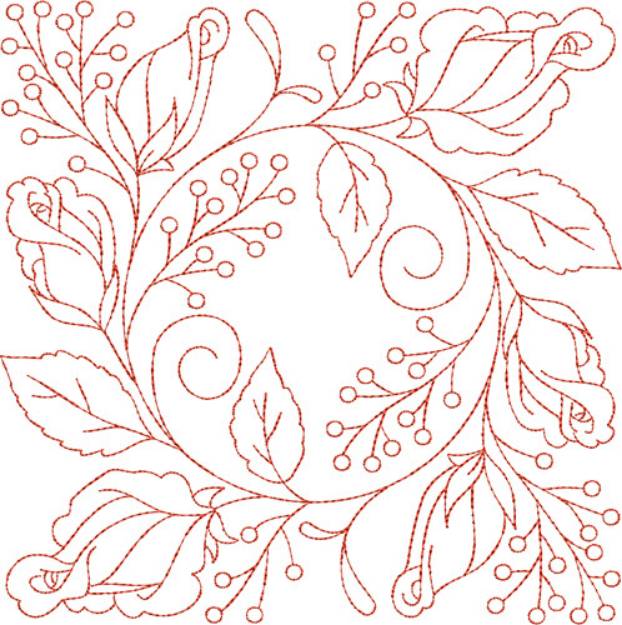 Picture of Circle of Life Roses Quilt Block Machine Embroidery Design