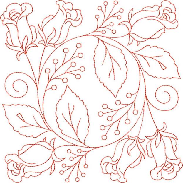 Picture of Circle of Life Roses Quilt Block Machine Embroidery Design