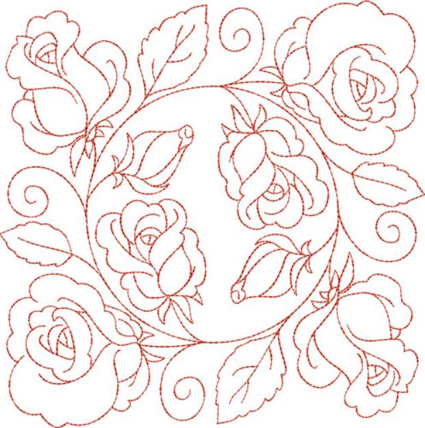 Picture of Circle of Life Roses Quilt Block Machine Embroidery Design