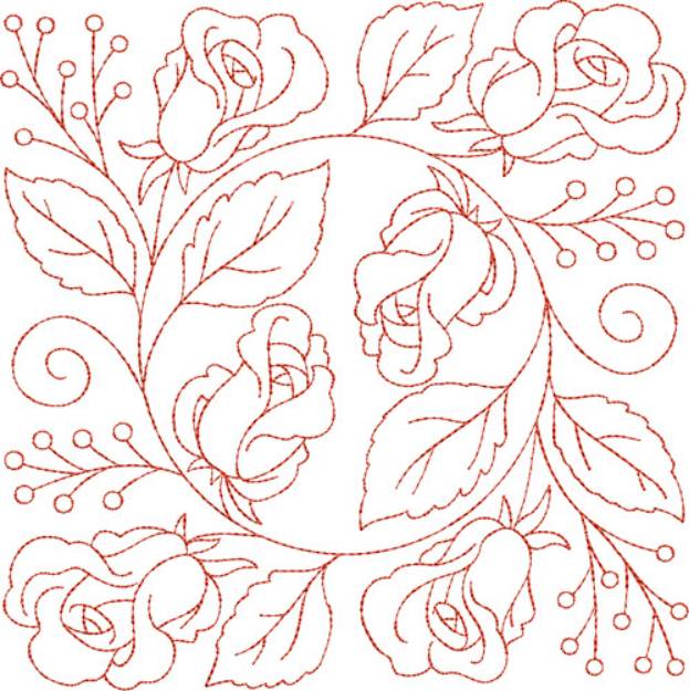 Picture of Circle of Life Roses Quilt Block Machine Embroidery Design