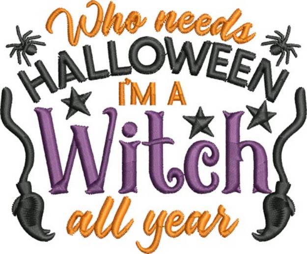 Picture of I'm A Halloween Witch Machine Embroidery Design