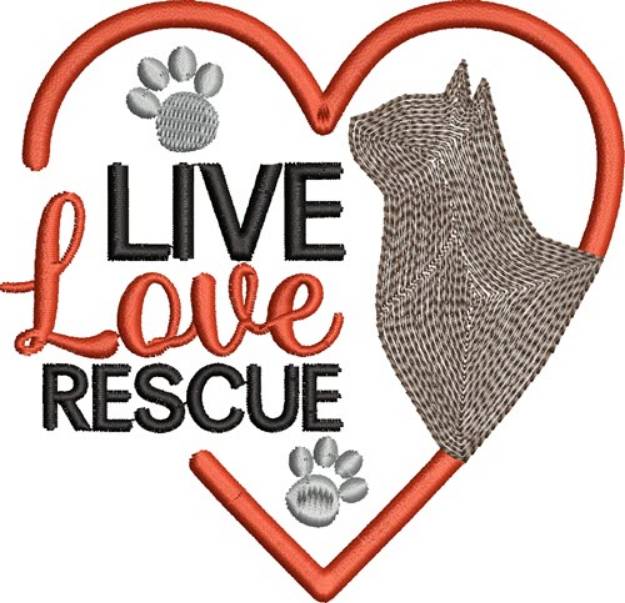 Picture of Live Love Rescue Machine Embroidery Design