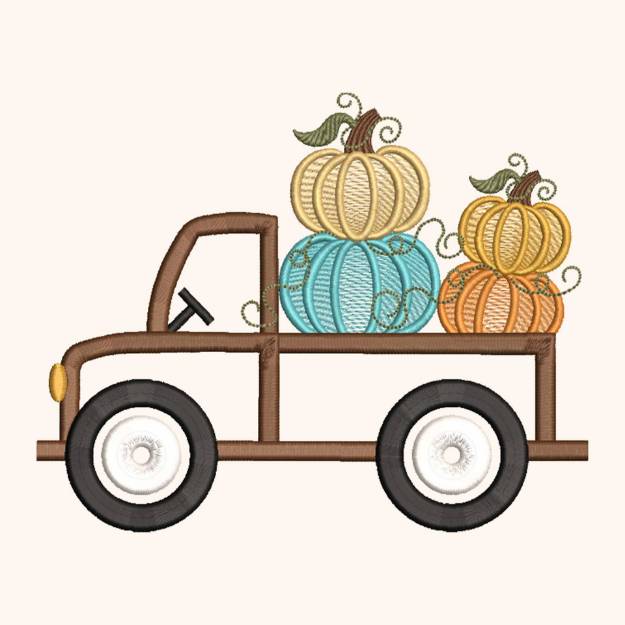 Picture of Pumpkin Truck  Embroidery Project Pack