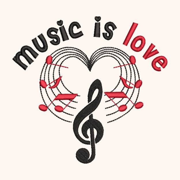 Picture of music is love Embroidery Project Pack