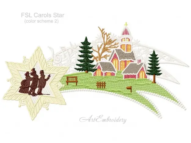 Picture of FSL Carols Star Machine Embroidery Design